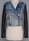 Image of Two toned acid washed denim jacket