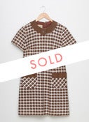 Image of 1960s Brown and Cream houndstooth Shift Dress