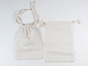 Image of Natural Cotton Drawstring Favor Bags
