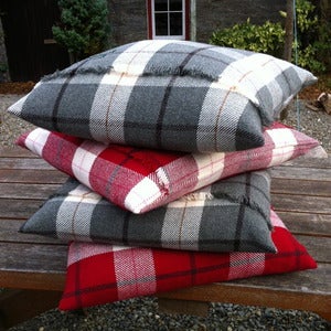 Image of coldatnight plaid blanket cushions