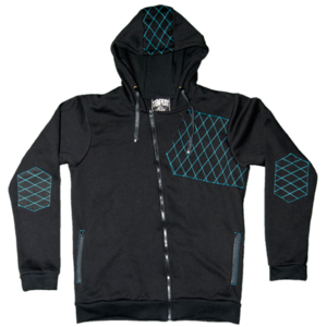 Image of Tempest Quilted Hoodie (Black/Blue) 