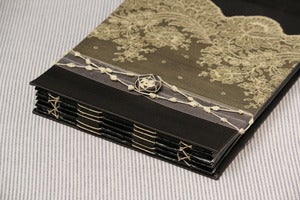 Image of Custom Vintage Wedding Photo Album, Wedding Memory Book, Slate, Glassine, handmade