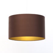 Image of Chocolate brown silk lamp shade with gold lining