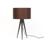 Image of Chocolate brown silk lamp shade with gold lining table lamp