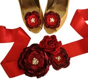 Image of Red Bridal Sash and Shoe Clips by Nia Person 
