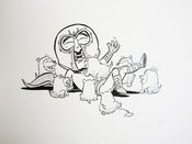 Image of Gone To The Dogs One Off Original B&W Ink Drawing