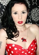 Image of Kitsch Vintage Red Scotty Terrier Dog Pendant Necklace on Cream Rosary Style Beads...