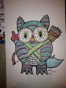 Image of Samuari Owl Water Color Print