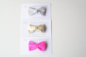 Image of Barrette noeud fluo, or, argent en Clip