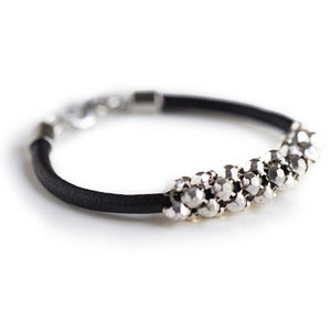 Stud Mesh Median Bracelet - Silver + Black