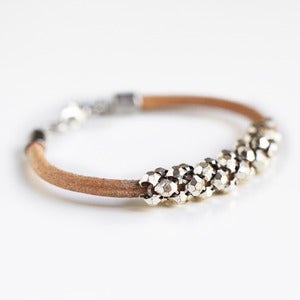 Stud Mesh Median Bracelet - Silver + Natural