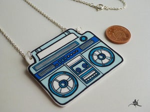 Image of Boombox Necklace - Blue/Light Blue