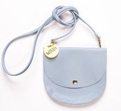 Image of Baby Blue Largeish Leather Locket Handbag