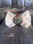 Image of Antique Lace Bow with Antique Lapel Pin Leather Cuff