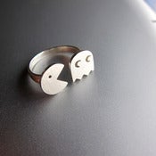 Image of PAC-MAN (パックマン Pakkuman)- Handmade Sterling Silver Ring for 8-bit Game memories