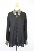Image of Striped Collar Detail Blouse