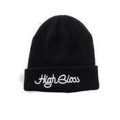 Image of 3D HIGH GLOSS knit Black beanie 