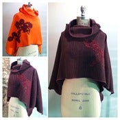 Image of Fleece shawls with lace appliques