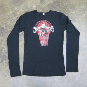Image of Red Glitter Devil In Coffin - Girly Tee (Long sleeve)