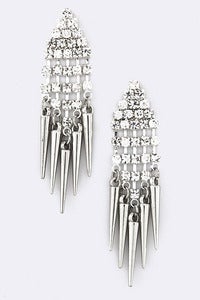 Image of CRYSTAL TOP SPIKE EARRINGS