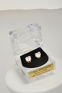 Image of Heart of Gold CZ Studs