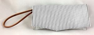 Image of WHAT?! wristlet (black & white stripe)