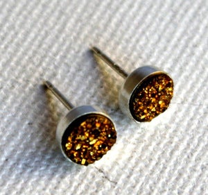 Image of Tiny Frosted Gold Drusy Studs