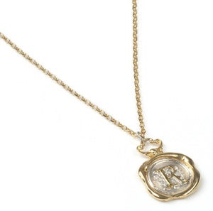 Image of Personalised Gold Wax Seal Necklace (A-Z)