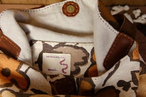 Image of vintage 50's bark cloth & linen eco friendly large slouch bag purse ooak - sepia floral