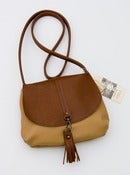 Image of S O L D- small ALL LEATHER crossbody bag (mahogany + suntan)