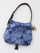 Image of hand tie-dyed shoulder bag in muted navy
