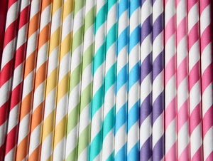 Image of Paper Straws (bright stripes)