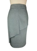 Image of Pleat Front Skirt, Sky Pinstripe Denim