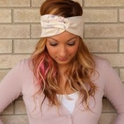 Image of the turband- cream/pastel two toned headwrap