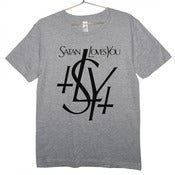 Image of YSL Parody Satan Love You T-shirt | Black on Gray