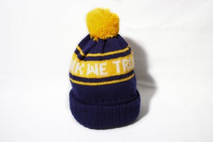 Image of Navy & yellow bobble hat