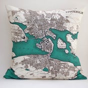 Image of Vintage STOCKHOLM Map Pillow, Made to Order 18" x18" Cover