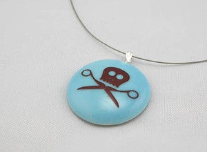 Image of Skull and Scissors Necklaces by lusterbunny