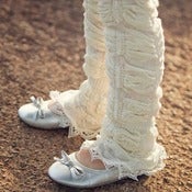 Image of Vanilla Leg Warmers with Lace - Newborn & Child Size - NEW - Huggalugs