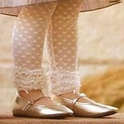 Image of Delicate Lacette Leg Warmers - Infant - Girl Size - Cream & Black - Huggalugs