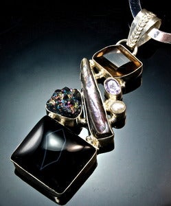 Image of "Felicity" - Black Sardonyx and Sterling Silver Necklace