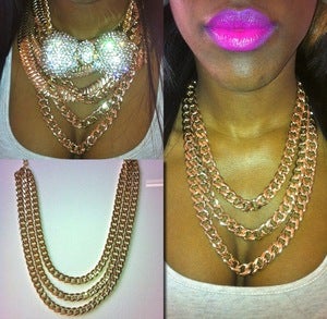Image of Three strand gold necklace