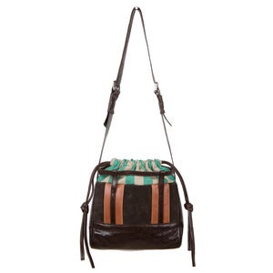 Image of Joanie Mini Bag - kelly green stripe/brown