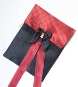 Image of Le Madeleine lingerie bag in red silk with silk tulle trim