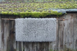 Image of Beautiful Soft-Grey Hand Woven Flokati Wool Rug