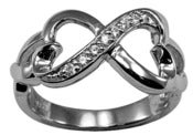 Image of Infinity Double Heart Cz Sterling Silver Ring , Promise