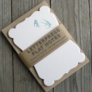 Image of Vintage Swallows - Letterpress Die Cut Note Cards