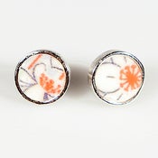Image of Oorbellen Print bloem rood