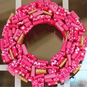 Image of Hot Pink & Glittery Gold Valentine's Day Wreath