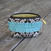 Image of zippered pouch - chocolate damask 